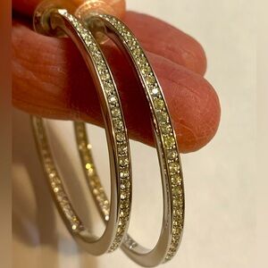 Swarovski rhodium plated with crystals hoop earrings
